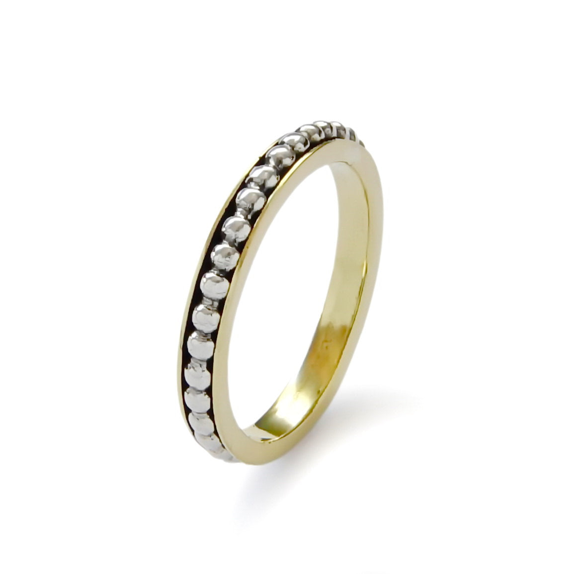 R0911C Brass and Silver Dotted Spinner Ring