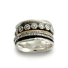 R1075K Rustic floral silver and gold spinner ring