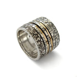 R1794 Wide multi spinner floral ring