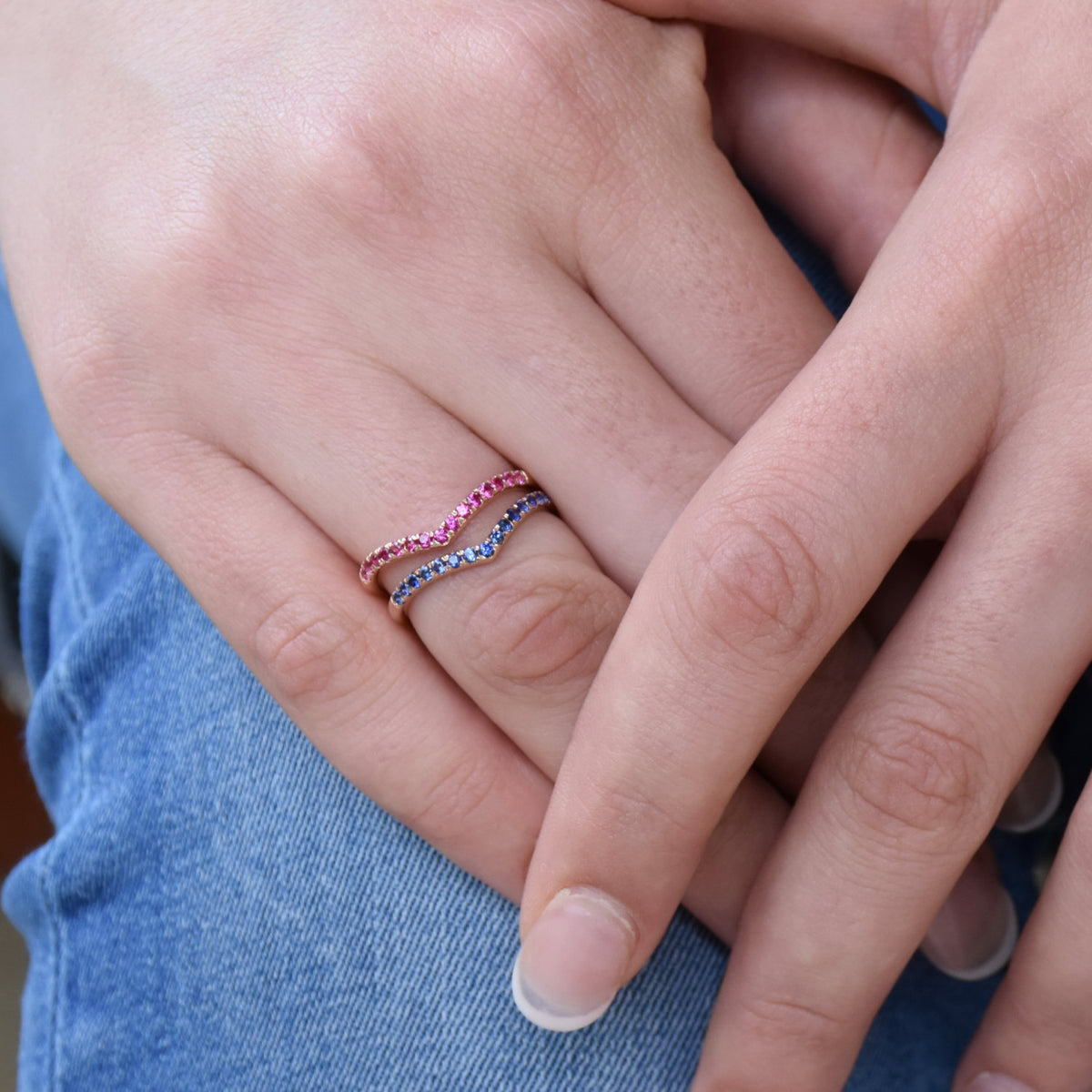 RG1814-1 Sapphire Rose Gold V ring
