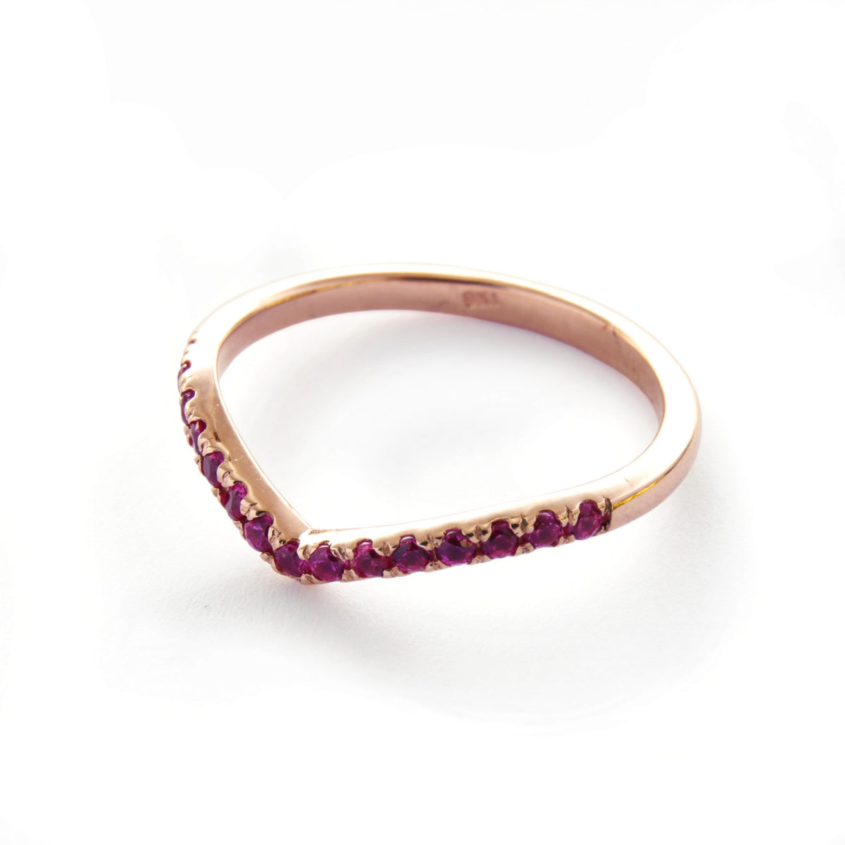 RG1814 Ruby Rose Gold V ring