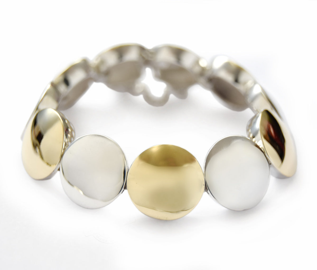 B0672 Round links two tone bracelet