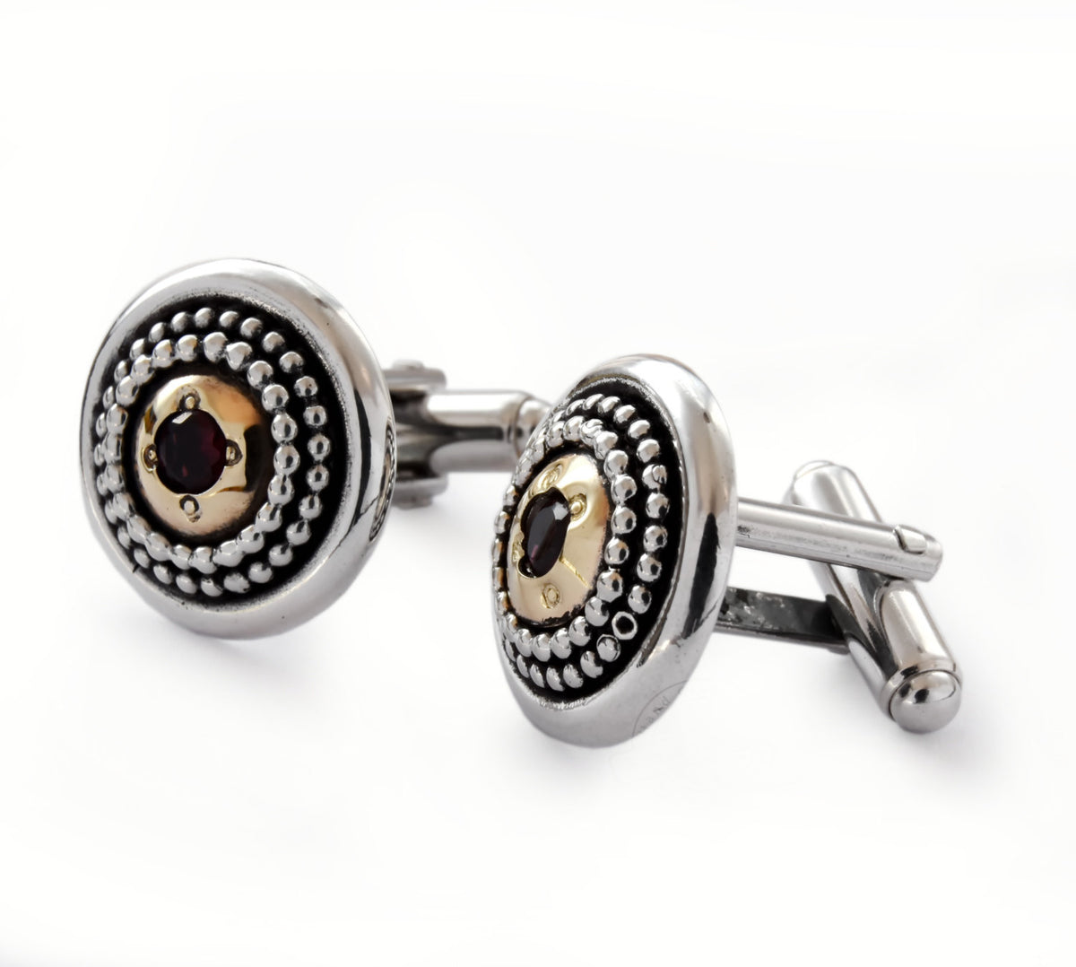 C0294X Round Garnet cufflinks