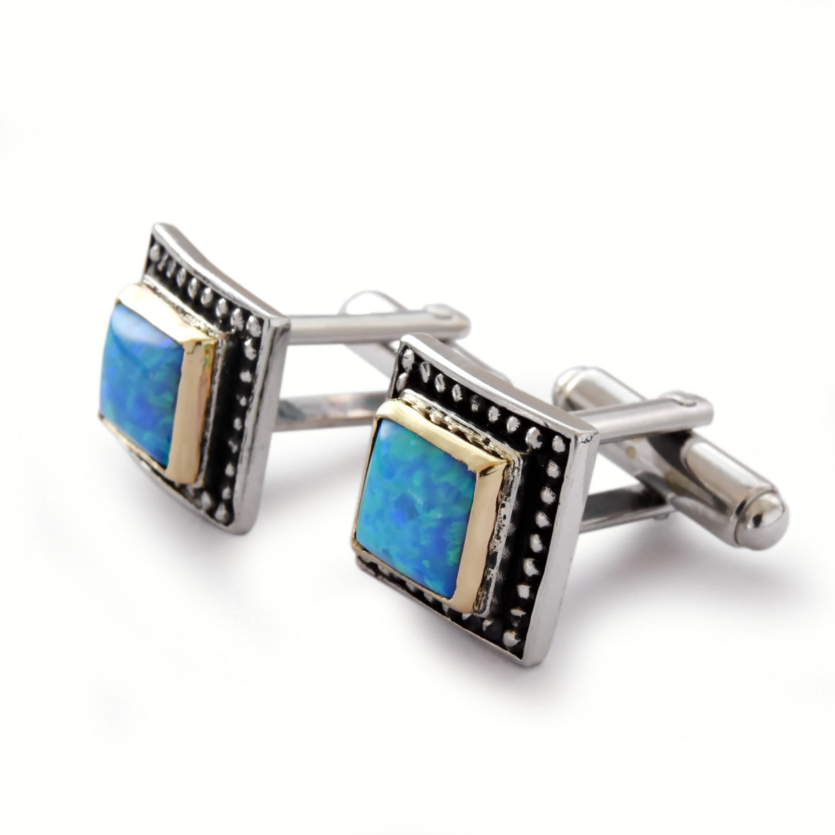 C0280X Opal Square Mixed Metals Cufflinks