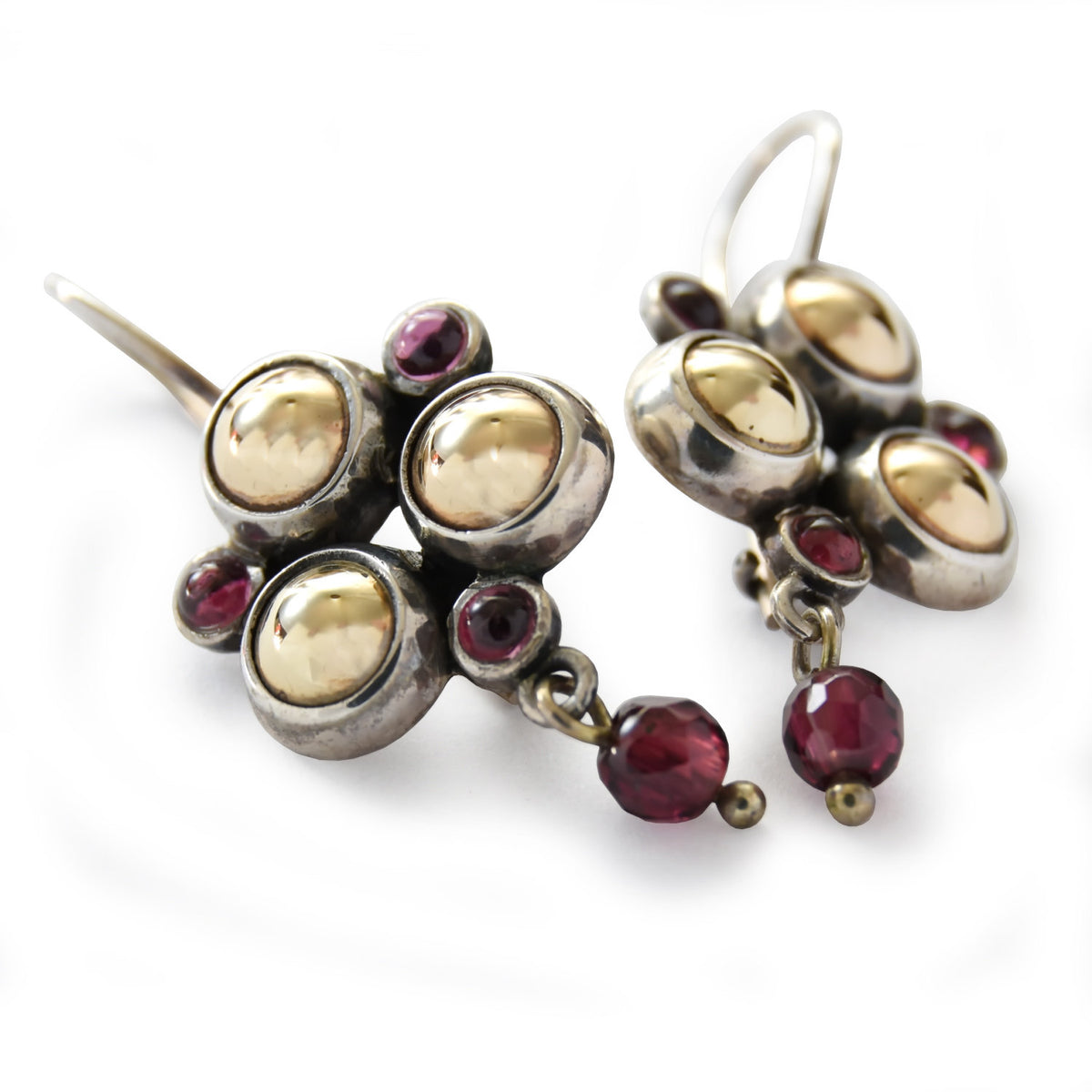 E0707B Gold Garnet chandelier earrings