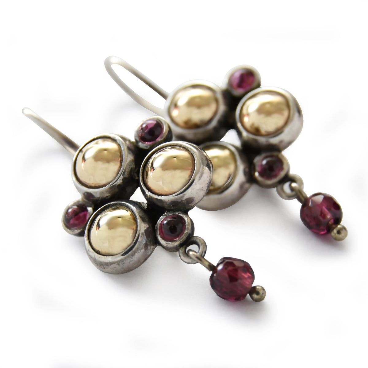 E0707B Gold Garnet chandelier earrings