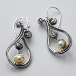 E2152G Vintage two tone pearl earrings
