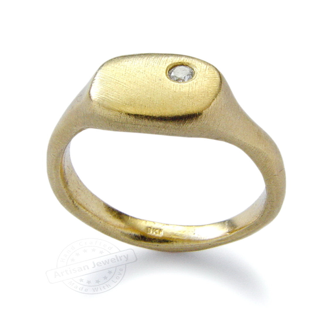 RG1772X Square Gold ring with a Single Diamond