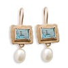 EG0781A Topaz square gold earrings with pearl