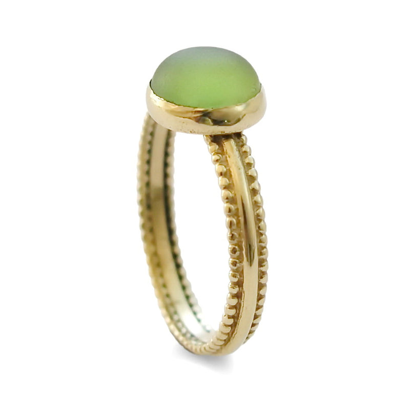 RG0985 Gold dotted ring with Green Quartz