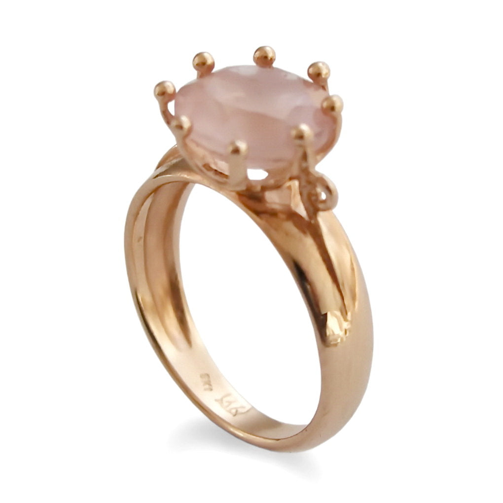 RG1503 Rose Gold Crown Ring with Green Quartz