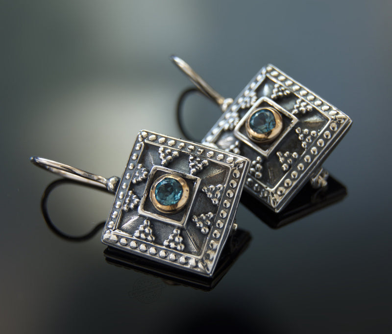 E0293X Ethnic Topaz silver earrings