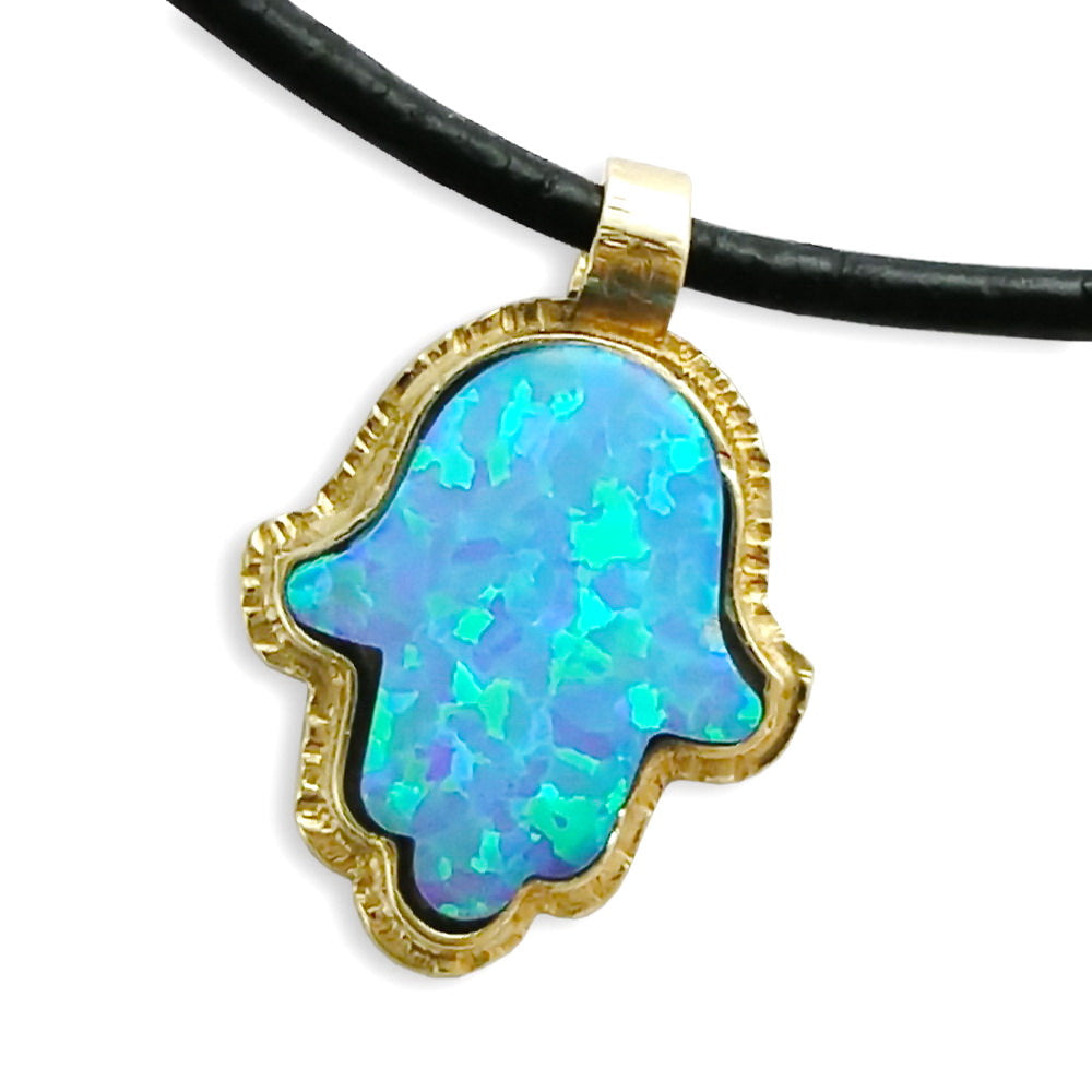 NG8961 Opal Gold Hamsa Necklace