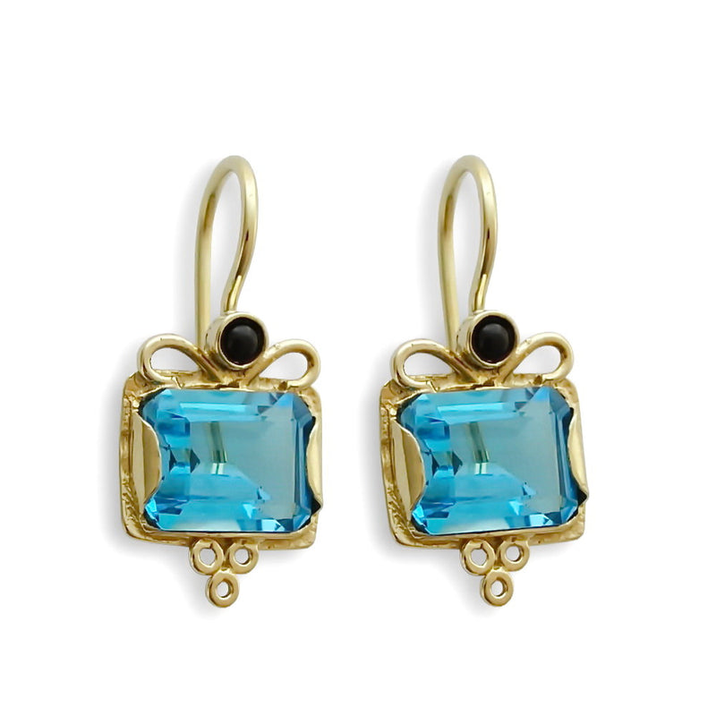 EG7811-4 Gold and Topaz square earrings