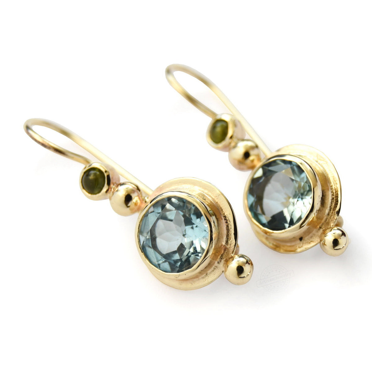 EG0381-1 Blue Topaz and Gold Drop Earrings