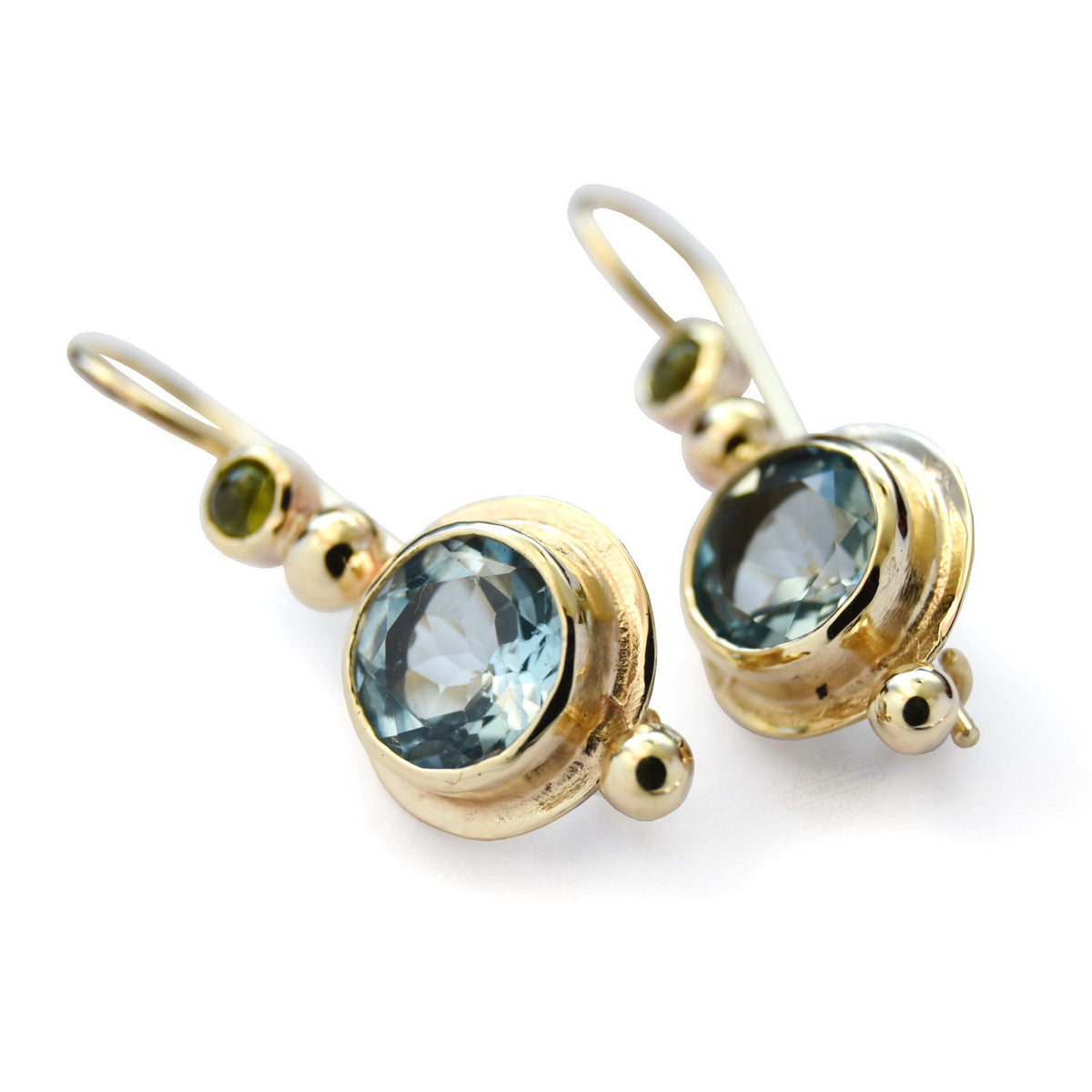 EG0381-1 Blue Topaz and Gold Drop Earrings