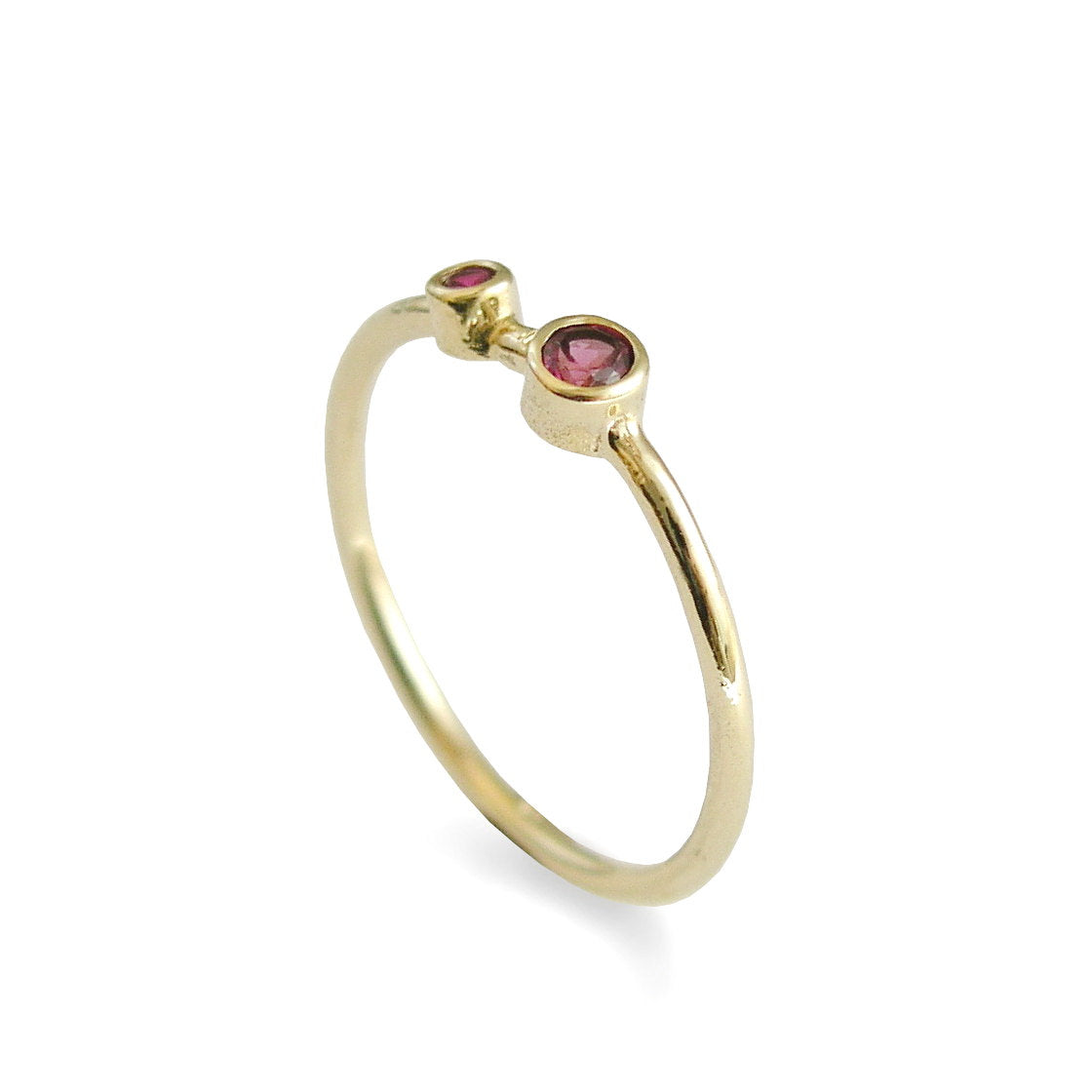 RG1803-2 Dual stones gold stacking ring