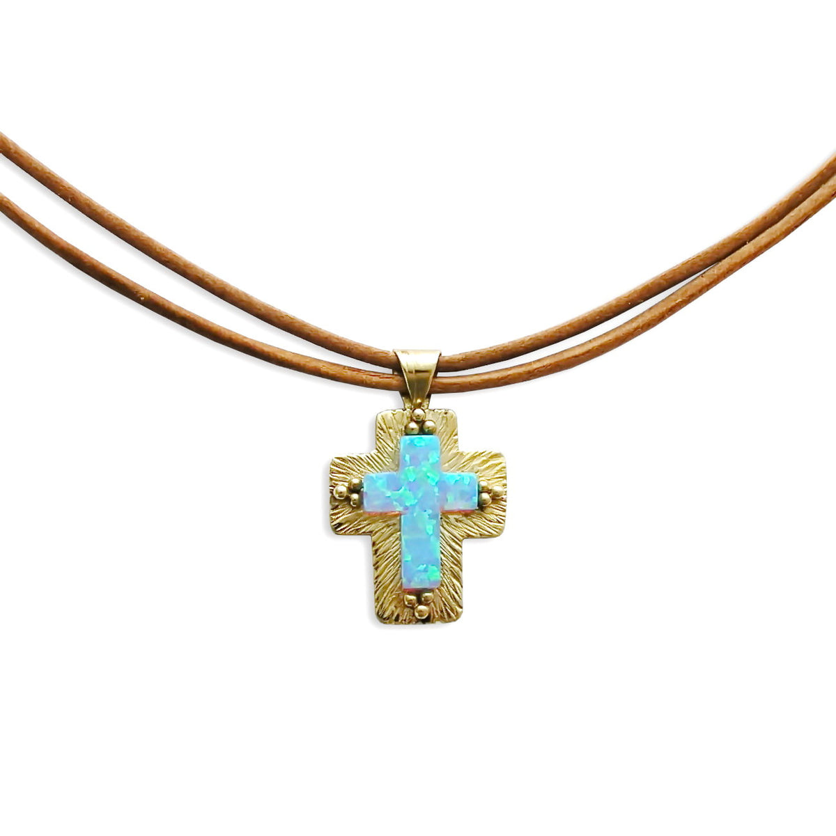 NG8963 Opal and Gold cross necklace