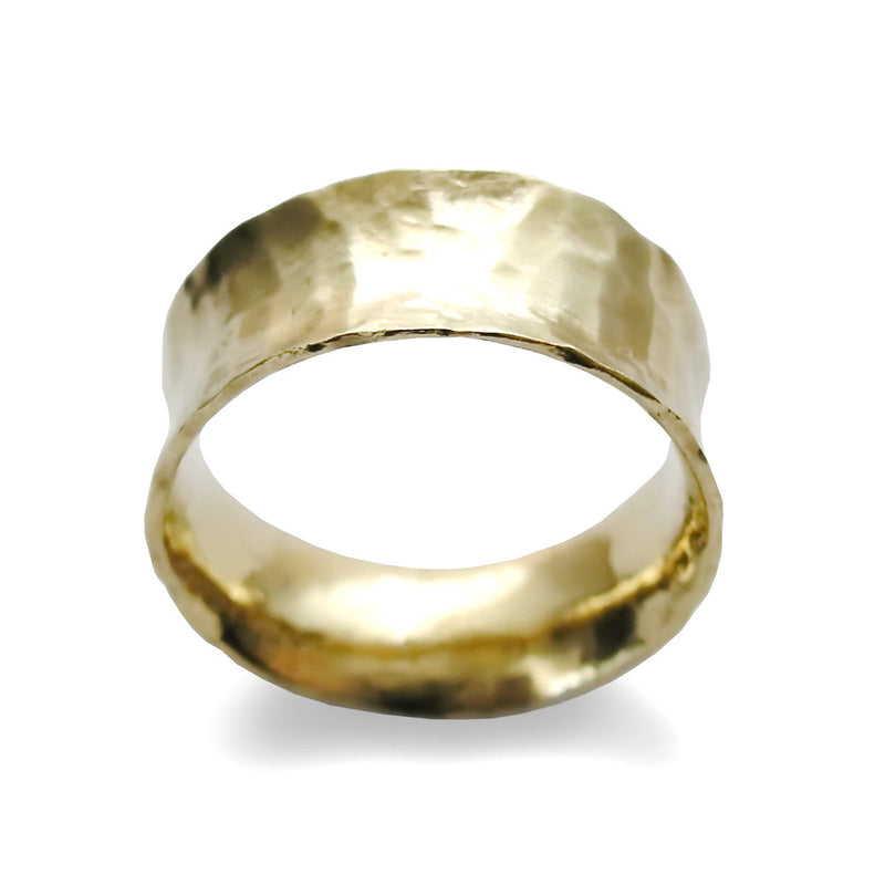 Hammered Gold Norse Wedding Ring with Organic Wave