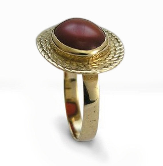 RG1179-2 Braided Gold Ring with Carnelian