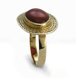 RG1179-2 Braided Gold Ring with Carnelian