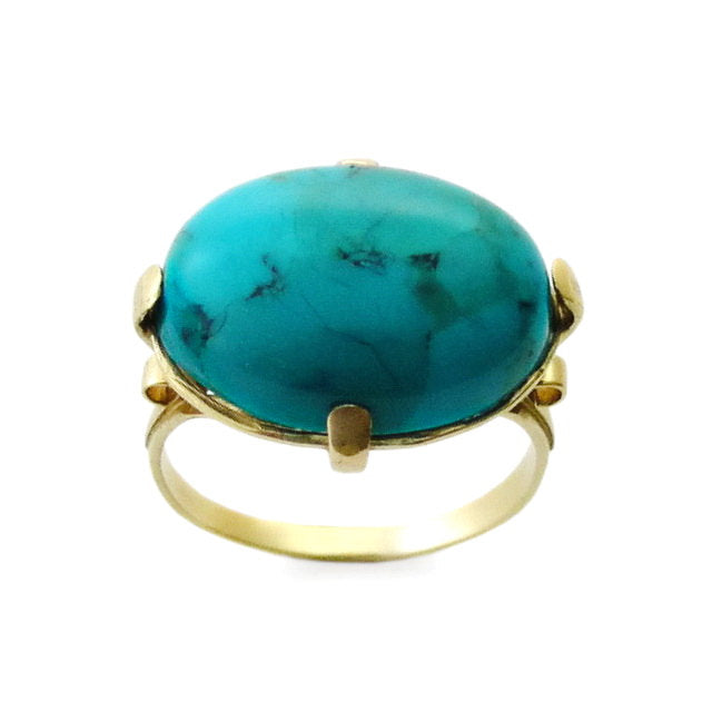 RG1216T Large Turquoise and gold ring