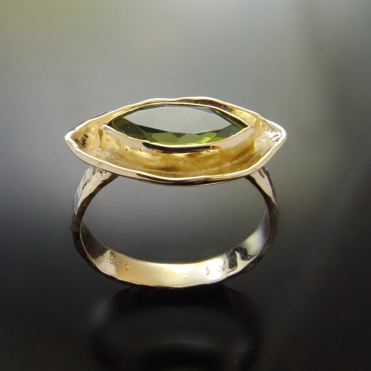 RG1040 Gold Ring with Marquise Peridot