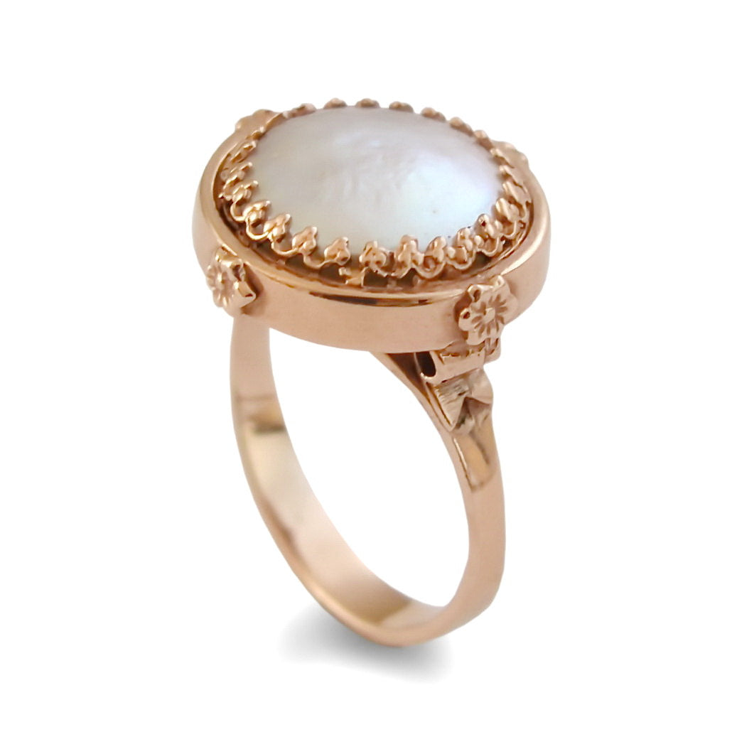 RG1247-1 Victorian crown Pearl ring