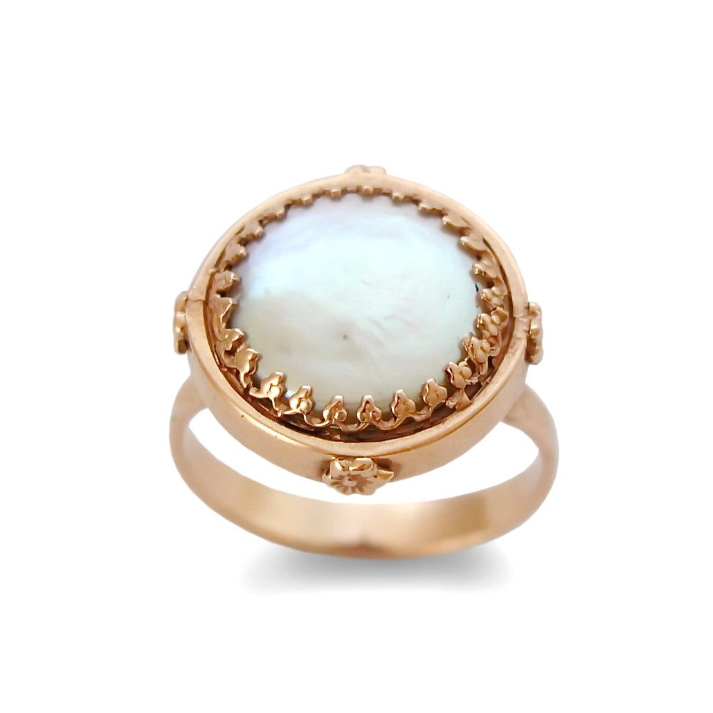 RG1247-1 Victorian crown Pearl ring