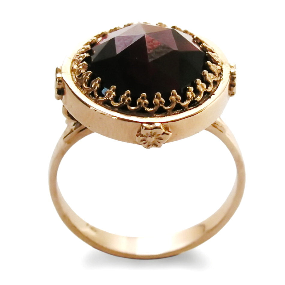 RG1247 Victorian crown Garnet ring