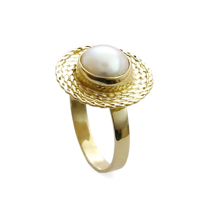 RG1178A Pearl gold braided ring