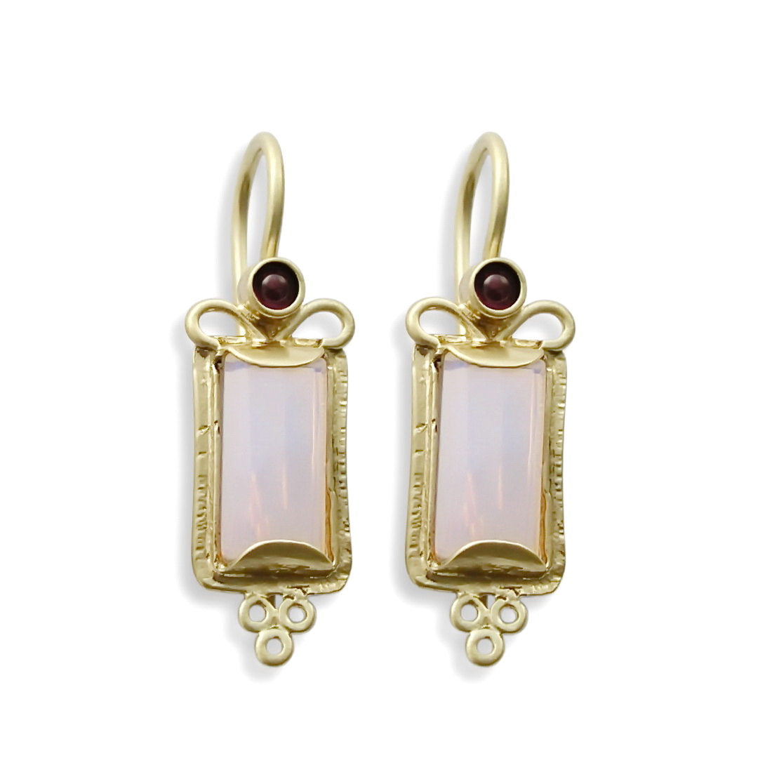 EG0735-2 Opal gold rectangle earrings