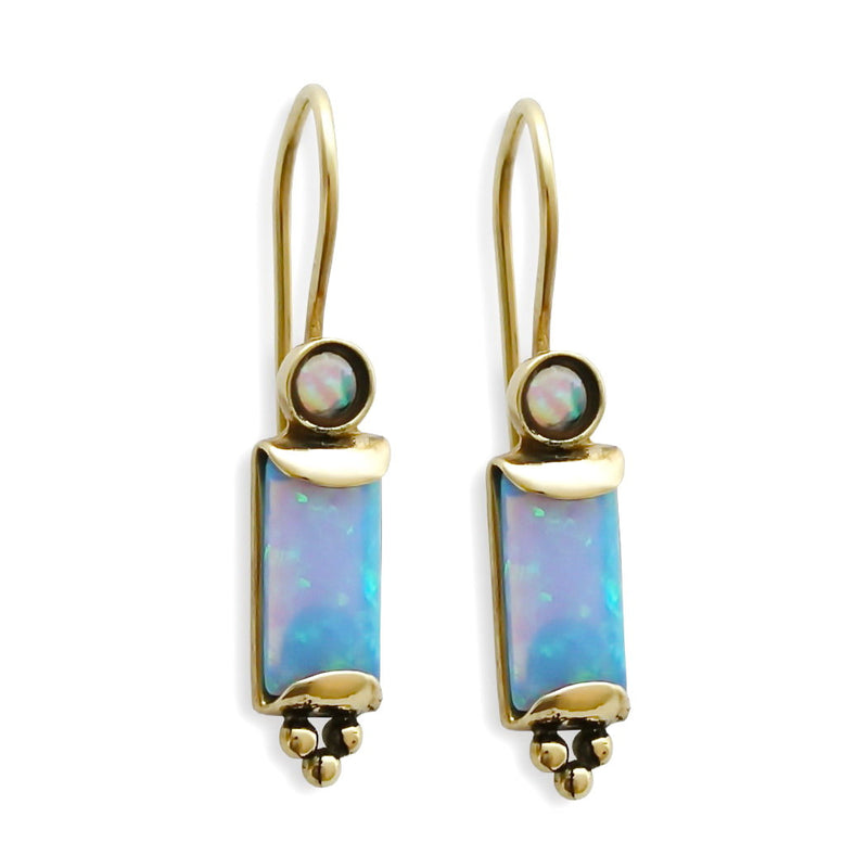 EG0735-2 Opal gold rectangle earrings