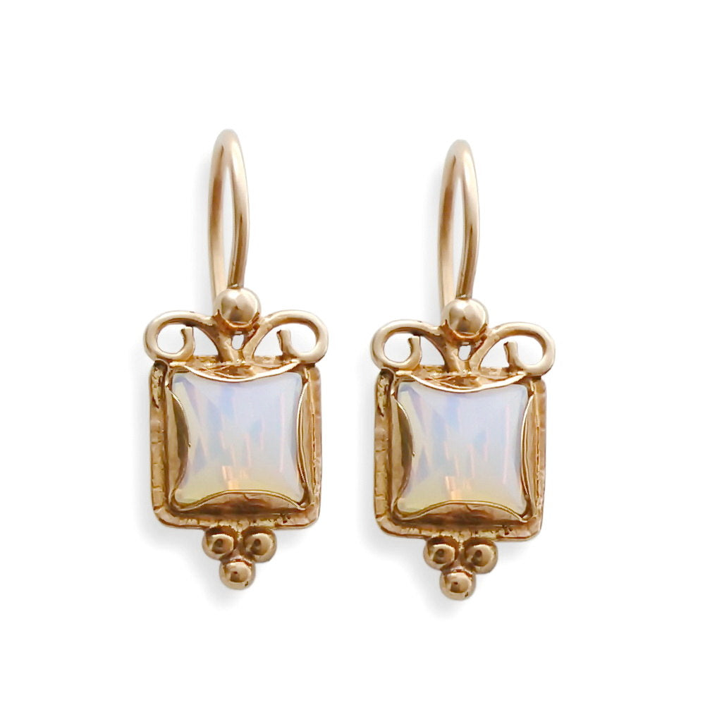 EG7806 Opalite gold square earrings