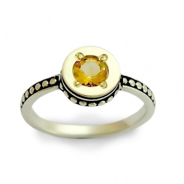 R0154X Two tones ring with Yellow Citrine