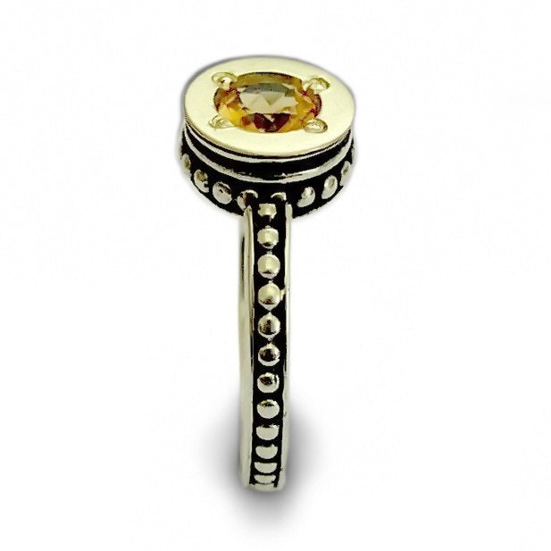 R0154X Two tones ring with Yellow Citrine