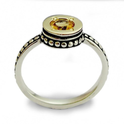 R0154X Two tones ring with Yellow Citrine