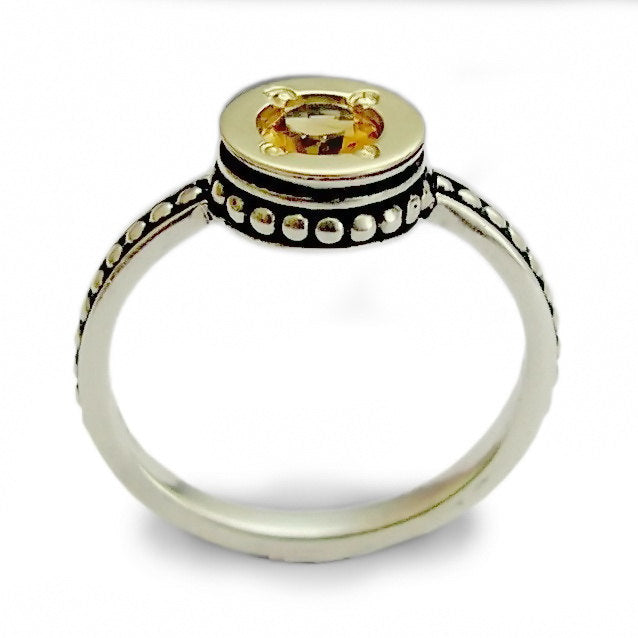 R0154X Two tones ring with Yellow Citrine
