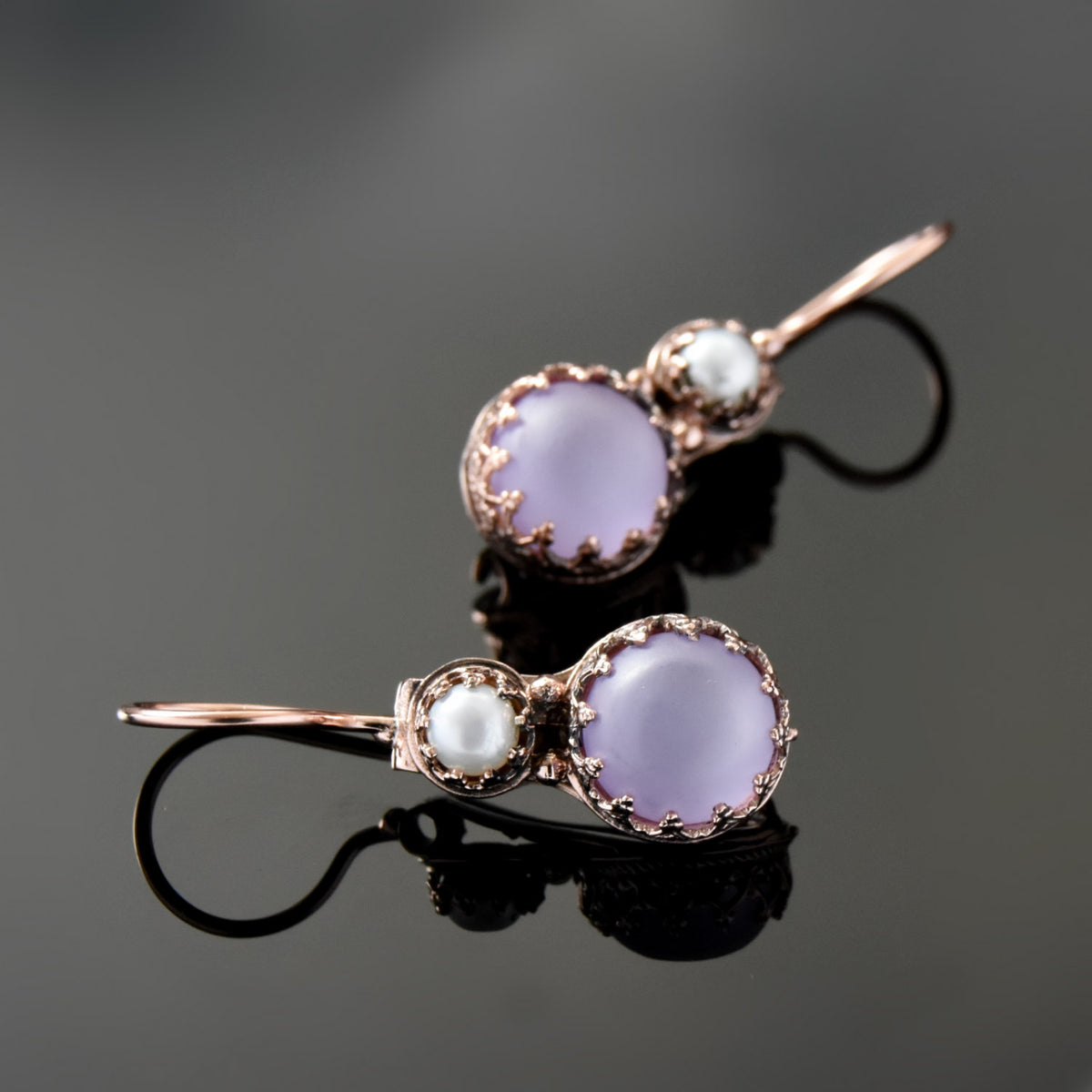 EG1131-2 Purple Zircon and Gold Crown Earrings