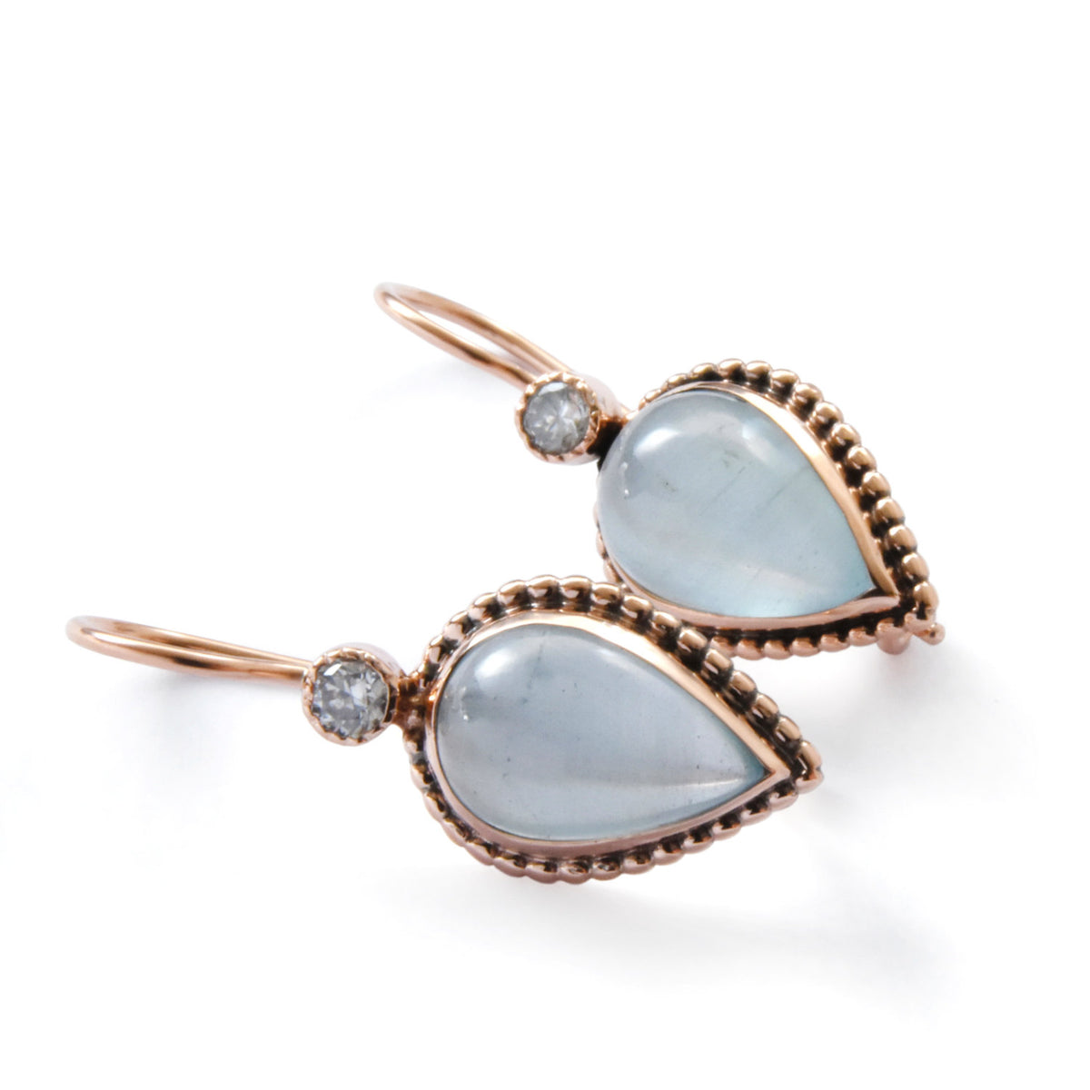 EG2215  Rose Gold Teardrop Earrings with Blue Quartz